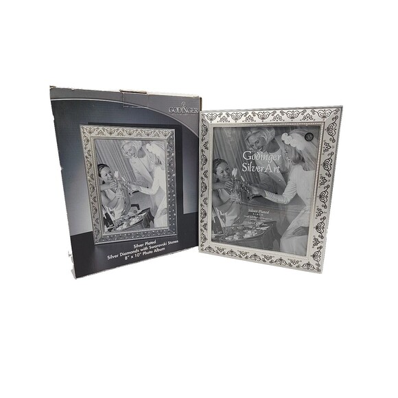 Godinger Silver Diamonds Swarovski Stones 8x10 Photo Album Holds 100 4x6 Photos - Picture 1 of 11